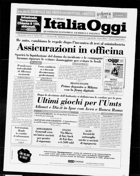 Italia oggi : quotidiano di economia finanza e politica